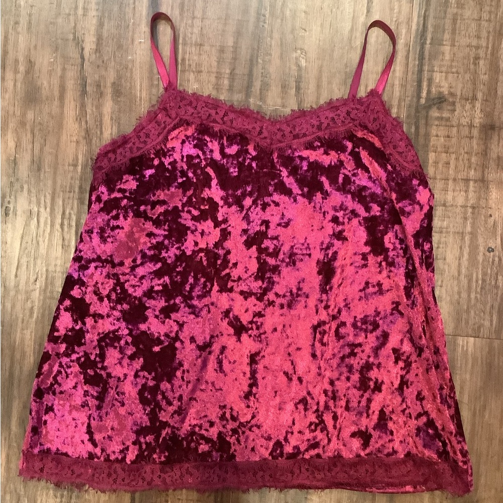 Maroon velvet lacy tank top